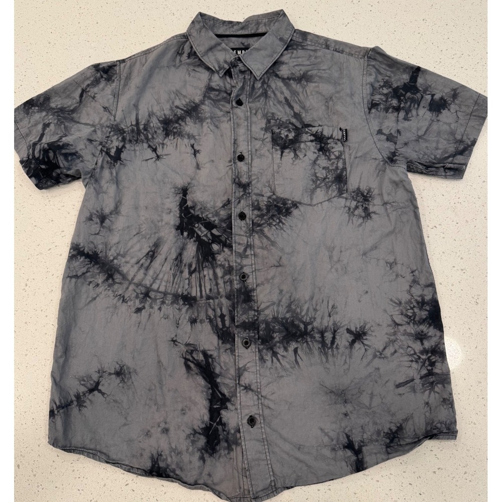Empyre Button Down Shirt Mens Medium Grey Black Excellent Tie‎ Dye Streetwear